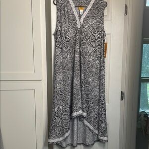 Ruby Rd Black and White Pleated High-Low Sundress